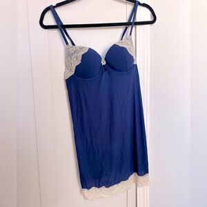 💋Victoria's Secret Navy Chemise with Lace Accents
